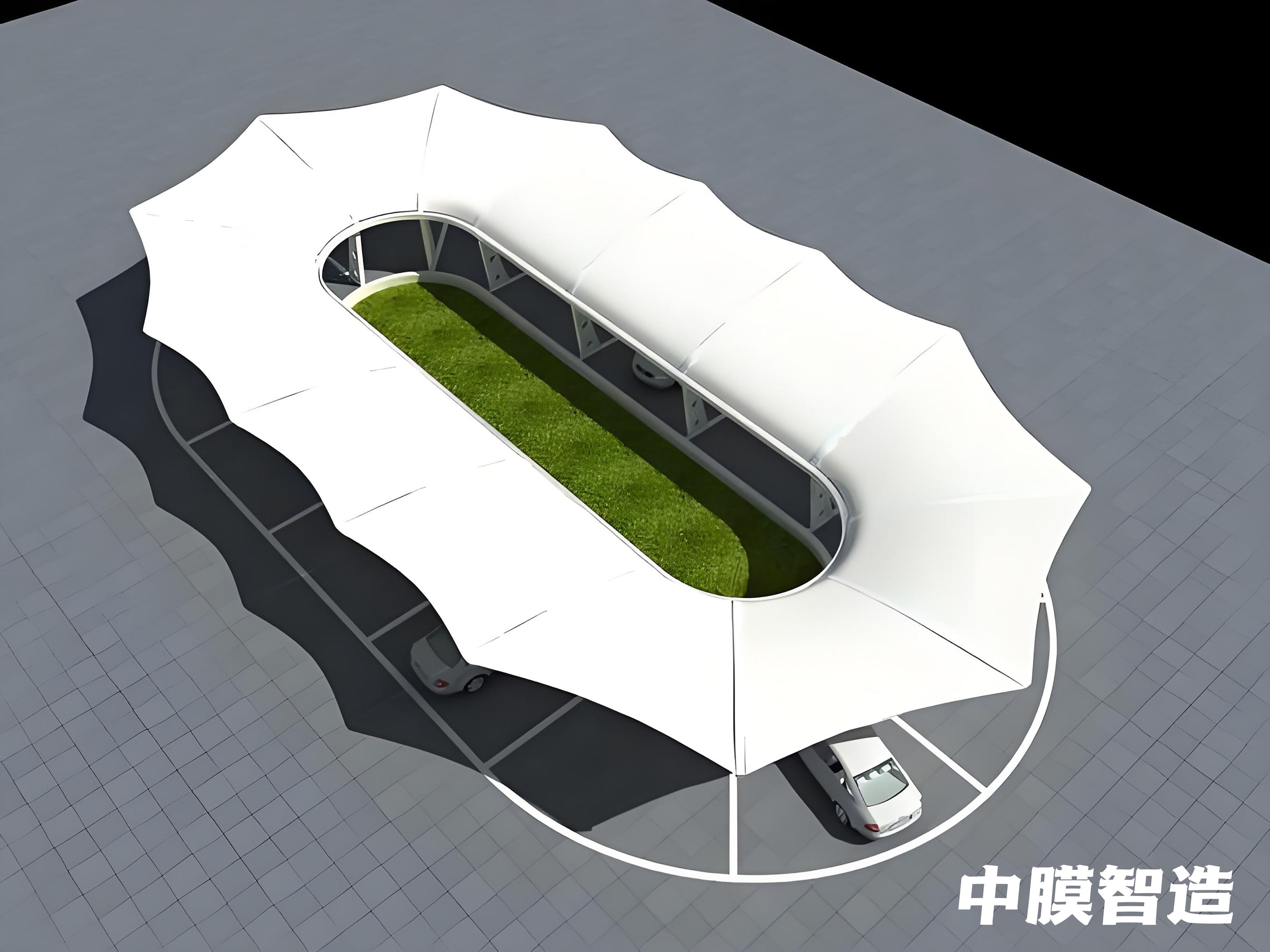 上海商业综合体膜结构停车棚3